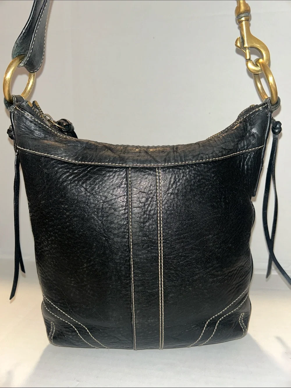 COACH Vintage Bleecker Black Pebble Leather Shoulder Crossbody Bag 10398